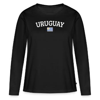 Uruguay - T-shirt manches longues Premium bio Femme - noir - Devant - Julia (174cm)