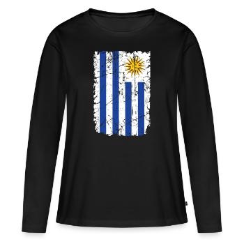 Uruguay - T-shirt manches longues Premium bio Femme - noir - Devant - Julia (174cm)