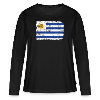 Uruguay - T-shirt manches longues Premium bio Femme - noir - Devant - Julia (174cm)