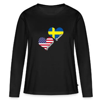 Schweden - Frauen Premium Bio Langarmshirt - Schwarz - Vorne - Julia (174cm)