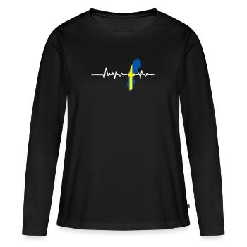 Suède - T-shirt manches longues Premium bio Femme - noir - Devant - Julia (174cm)