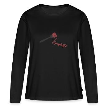 Fourchette à spaghetti - T-shirt manches longues Premium bio Femme - noir - Devant - Julia (174cm)