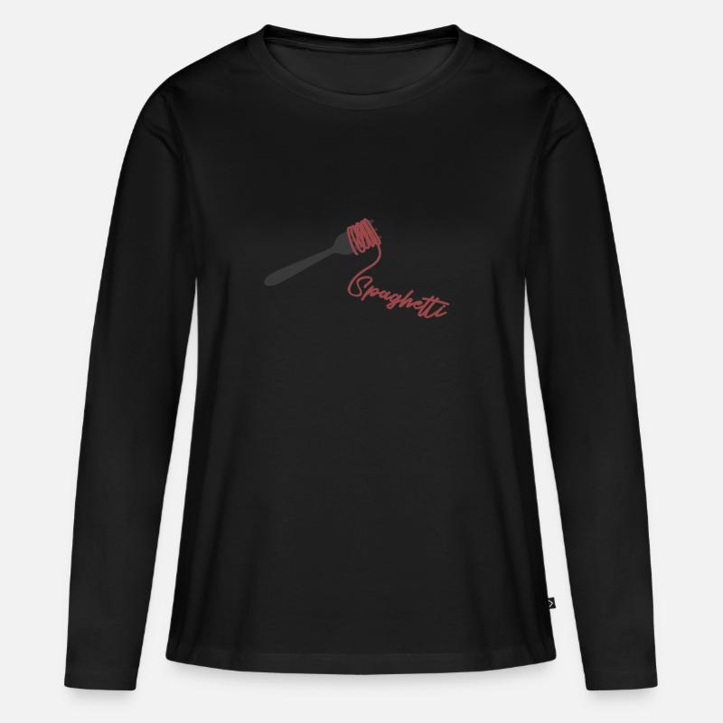 Spaghetti Gabel - Frauen Premium Bio Langarmshirt - Schwarz