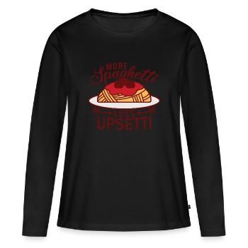More Spaghetti Less Upsetti - T-shirt manches longues Premium bio Femme - noir - Devant - Julia (174cm)
