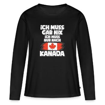 Canada - T-shirt manches longues Premium bio Femme - noir - Devant - Julia (174cm)