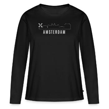 Amsterdam - T-shirt manches longues Premium bio Femme - noir - Devant - Julia (174cm)