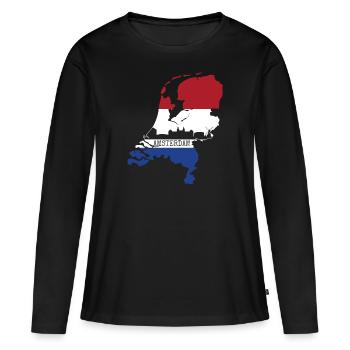 Amsterdam - T-shirt manches longues Premium bio Femme - noir - Devant - Julia (174cm)