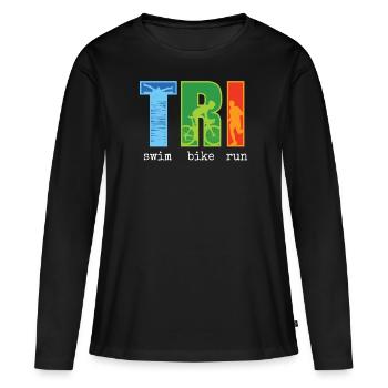 Triathlon - T-shirt manches longues Premium bio Femme - noir - Devant - Julia (174cm)