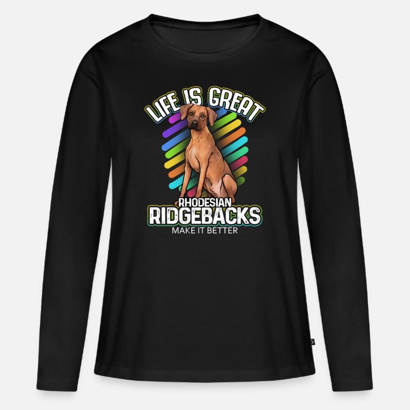 Rhodesian Ridgeback - Frauen Premium Bio Langarmshirt - Schwarz