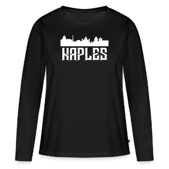 Naples Italie - T-shirt manches longues Premium bio Femme - noir - Devant - Julia (174cm)