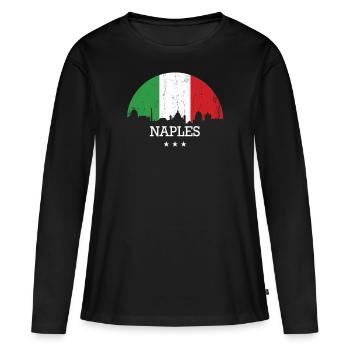 Naples Italie - T-shirt manches longues Premium bio Femme - noir - Devant - Julia (174cm)