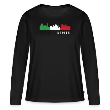Naples Italie - T-shirt manches longues Premium bio Femme - noir - Devant - Julia (174cm)