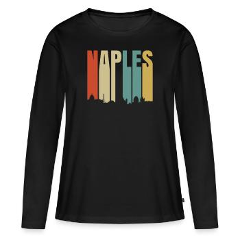 Naples Italie - T-shirt manches longues Premium bio Femme - noir - Devant - Julia (174cm)