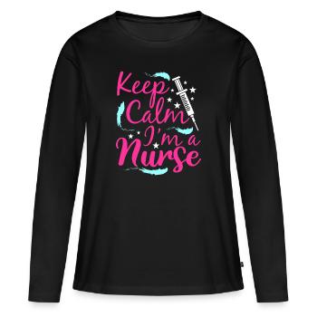 infirmière - T-shirt manches longues Premium bio Femme - noir - Devant - Julia (174cm)
