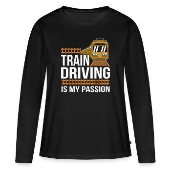 Train trains train modèle - T-shirt manches longues Premium bio Femme - noir - Devant - Julia (174cm)