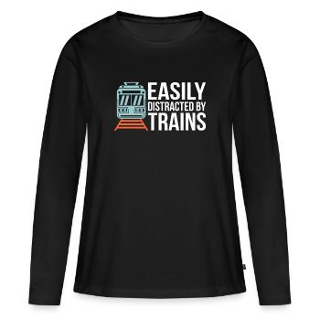 Train trains train modèle - T-shirt manches longues Premium bio Femme - noir - Devant - Julia (174cm)