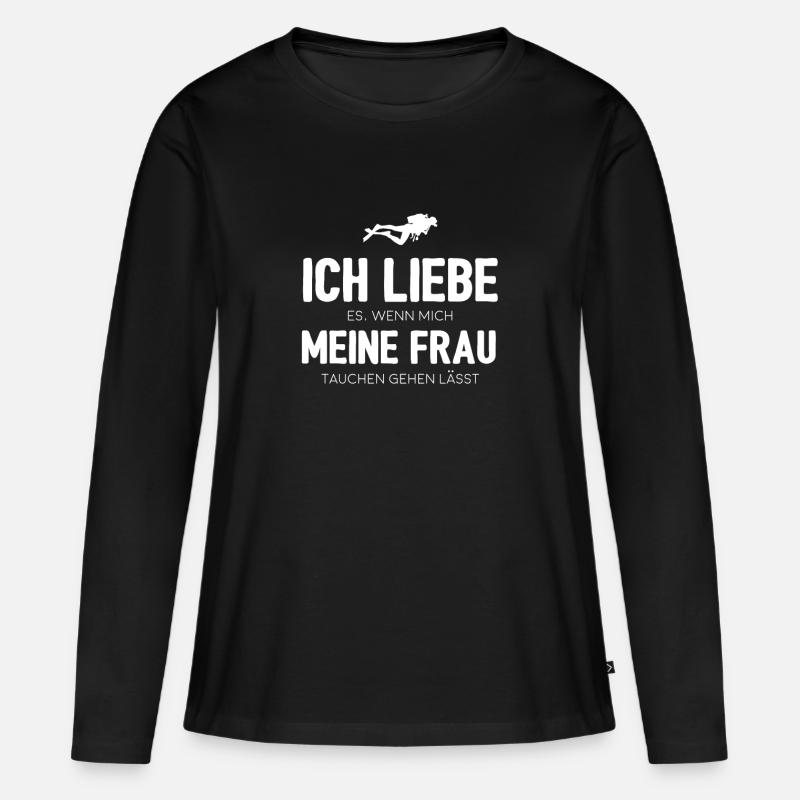 tauchen - Frauen Premium Bio Langarmshirt - Schwarz