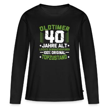 40. Geburtstag - Frauen Premium Bio Langarmshirt - Schwarz - Vorne - Julia (174cm)