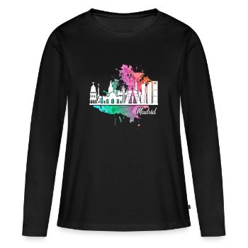Madrid - T-shirt manches longues Premium bio Femme - noir - Devant - Julia (174cm)
