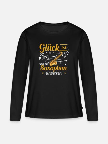 Saxophone - Frauen Premium Bio Langarmshirt - Schwarz