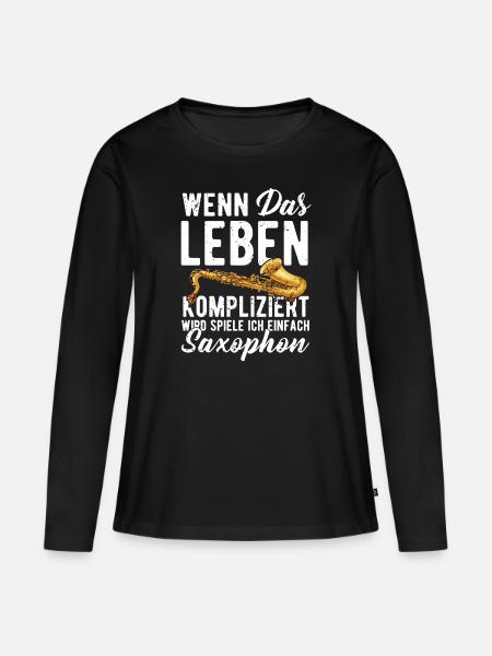 Saxophone - Frauen Premium Bio Langarmshirt - Schwarz
