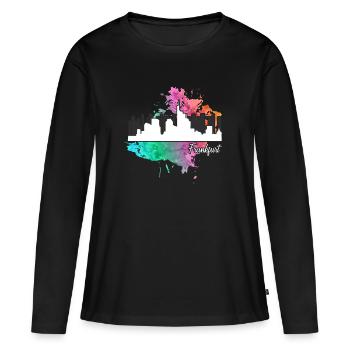 Francfort - T-shirt manches longues Premium bio Femme - noir - Devant - Julia (174cm)