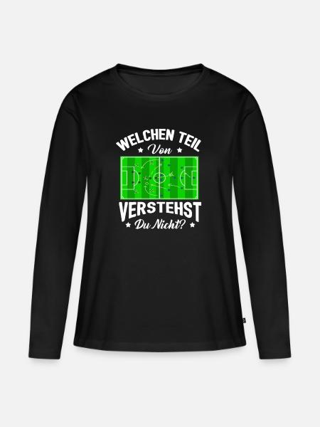 Fußball - Frauen Premium Bio Langarmshirt - Schwarz