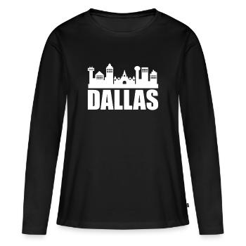 Dallas - Frauen Premium Bio Langarmshirt - Schwarz - Vorne - Julia (174cm)