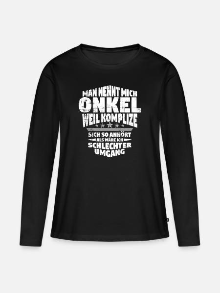 Onkel - Frauen Premium Bio Langarmshirt - Schwarz