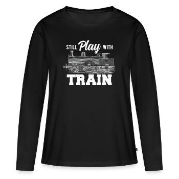 Train trains train modèle - T-shirt manches longues Premium bio Femme - noir - Devant - Julia (174cm)