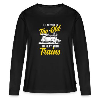 Train trains train modèle - T-shirt manches longues Premium bio Femme - noir - Devant - Julia (174cm)
