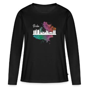 Berlin - T-shirt manches longues Premium bio Femme - noir - Devant - Julia (174cm)