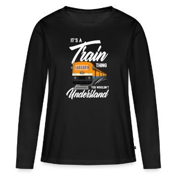 Train trains train modèle - T-shirt manches longues Premium bio Femme - noir - Devant - Julia (174cm)