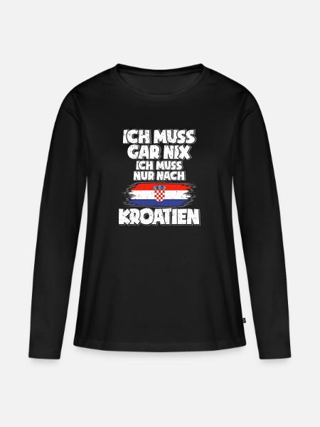 Kroatien - Frauen Premium Bio Langarmshirt - Schwarz