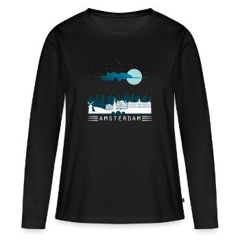 Amsterdam - T-shirt manches longues Premium bio Femme - noir - Devant - Julia (174cm)