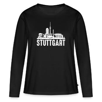 Stuttgart - T-shirt manches longues Premium bio Femme - noir - Devant - Julia (174cm)
