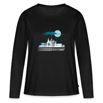 Stuttgart - T-shirt manches longues Premium bio Femme - noir - Devant - Julia (174cm)