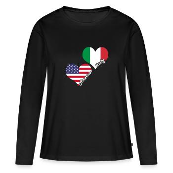 Italie Amérique - T-shirt manches longues Premium bio Femme - noir - Devant - Julia (174cm)