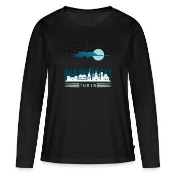 Turin - T-shirt manches longues Premium bio Femme - noir - Devant - Julia (174cm)