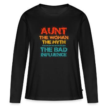tante - T-shirt manches longues Premium bio Femme - noir - Devant - Julia (174cm)