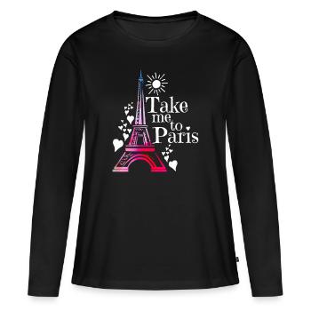 Paris - T-shirt manches longues Premium bio Femme - noir - Devant - Julia (174cm)