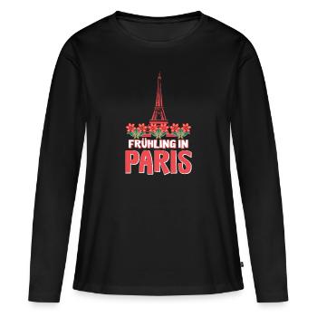 Paris - Frauen Premium Bio Langarmshirt - Schwarz - Vorne - Julia (174cm)