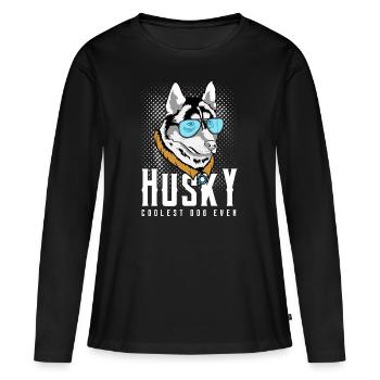 Husky - T-shirt manches longues Premium bio Femme - noir - Devant - Julia (174cm)