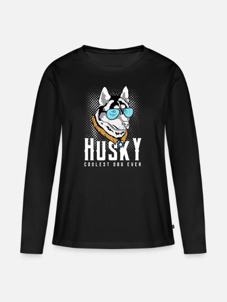 Husky - Frauen Premium Bio Langarmshirt - Schwarz