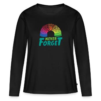 90s Never Forget Regenbogen Spielzeug Humor - Frauen Premium Bio Langarmshirt - Schwarz - Vorne - Julia (174cm)