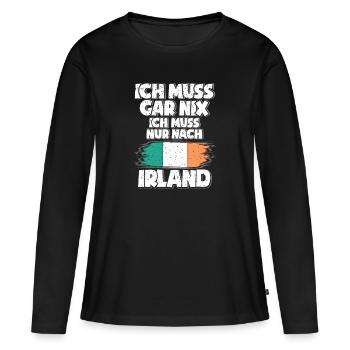Irland - Frauen Premium Bio Langarmshirt - Schwarz - Vorne - Julia (174cm)