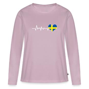 Suède - T-shirt manches longues Premium bio Femme - rose poudré - Devant - Julia (174cm)