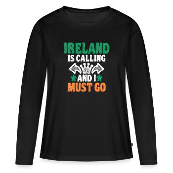 Irland - Frauen Premium Bio Langarmshirt - Schwarz - Vorne - Julia (174cm)