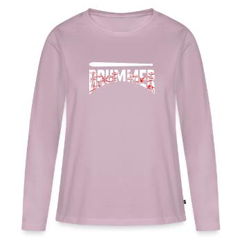batterie - T-shirt manches longues Premium bio Femme - rose poudré - Devant - Julia (174cm)