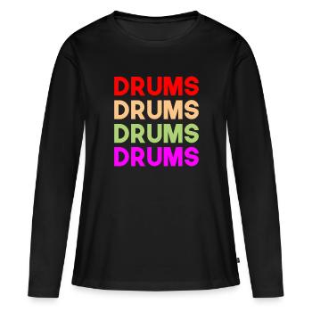 Drums - Women's Premium Organic Long Sleeve Shirt - black - Front - Julia (174cm)